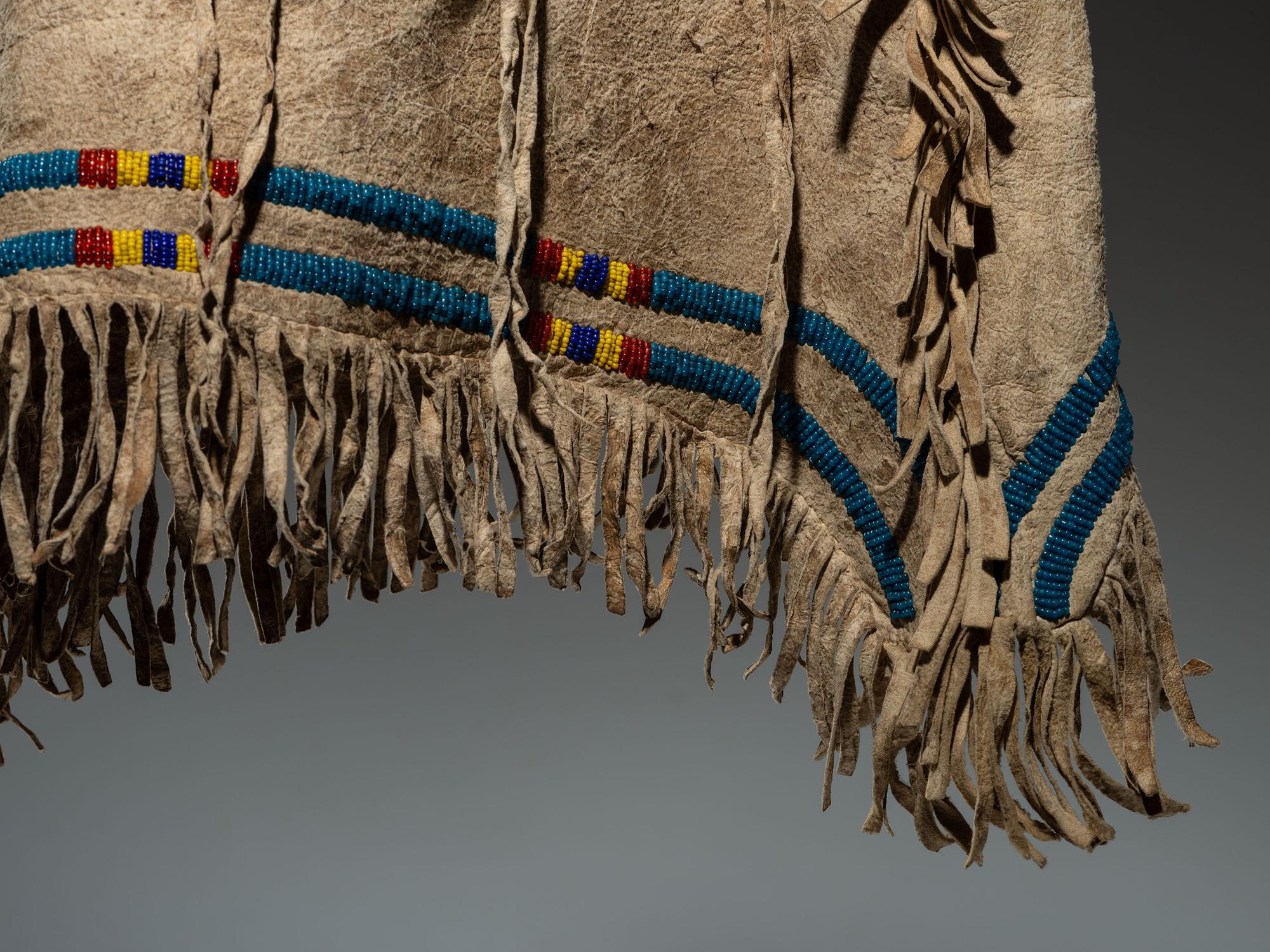 Sioux Girl's Beaded Hide Dress, Leggings, and Moccasins