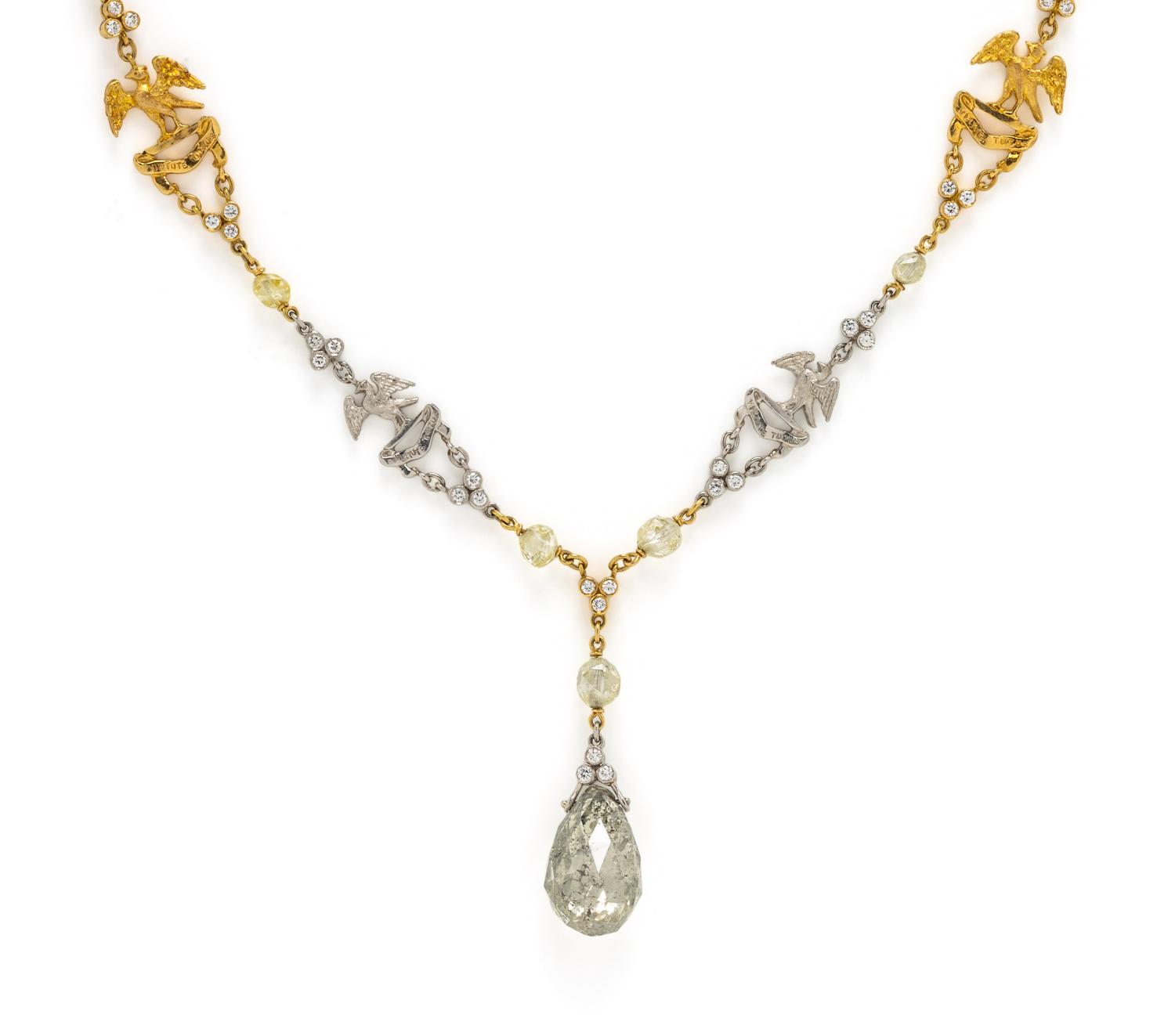 JULIUS COHEN, PLATINUM, YELLOW GOLD AND DIAMOND NECKLACE