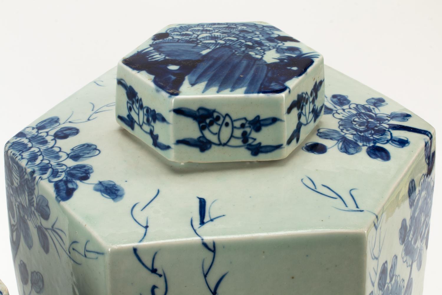 A Pair of Chinese Porcelain Hexagonal Tea Jars