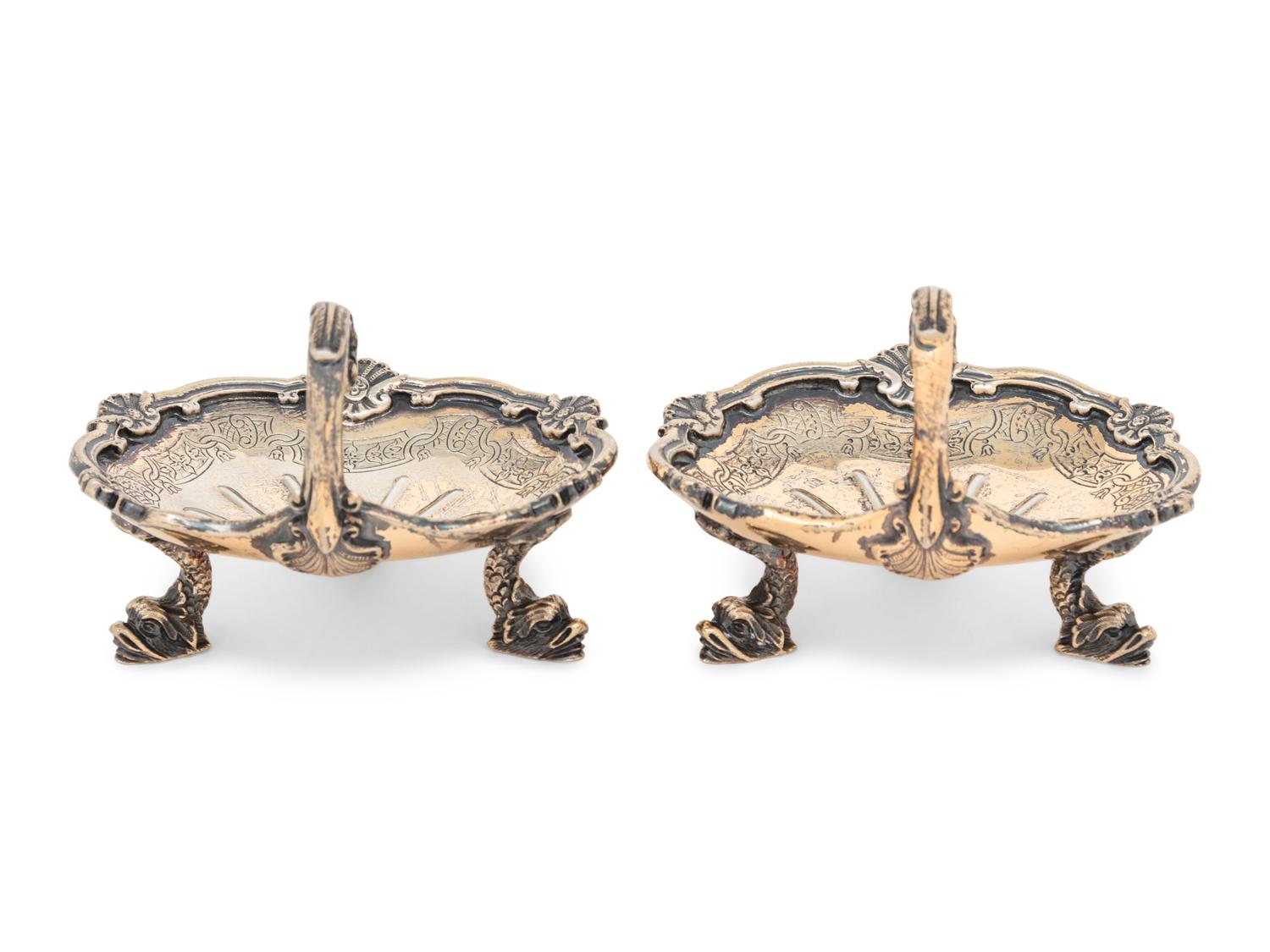 A Pair of English Silver-Gilt Shell-Form Master Salts