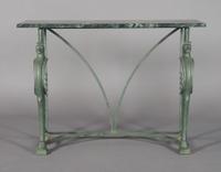 A Cast Iron Art Deco Style Console Table, Height 31 1/2 x width 44 x depth 14 1/4 inches.