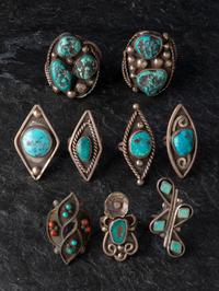 Assorted Navajo Silver and Turquoise Rings
