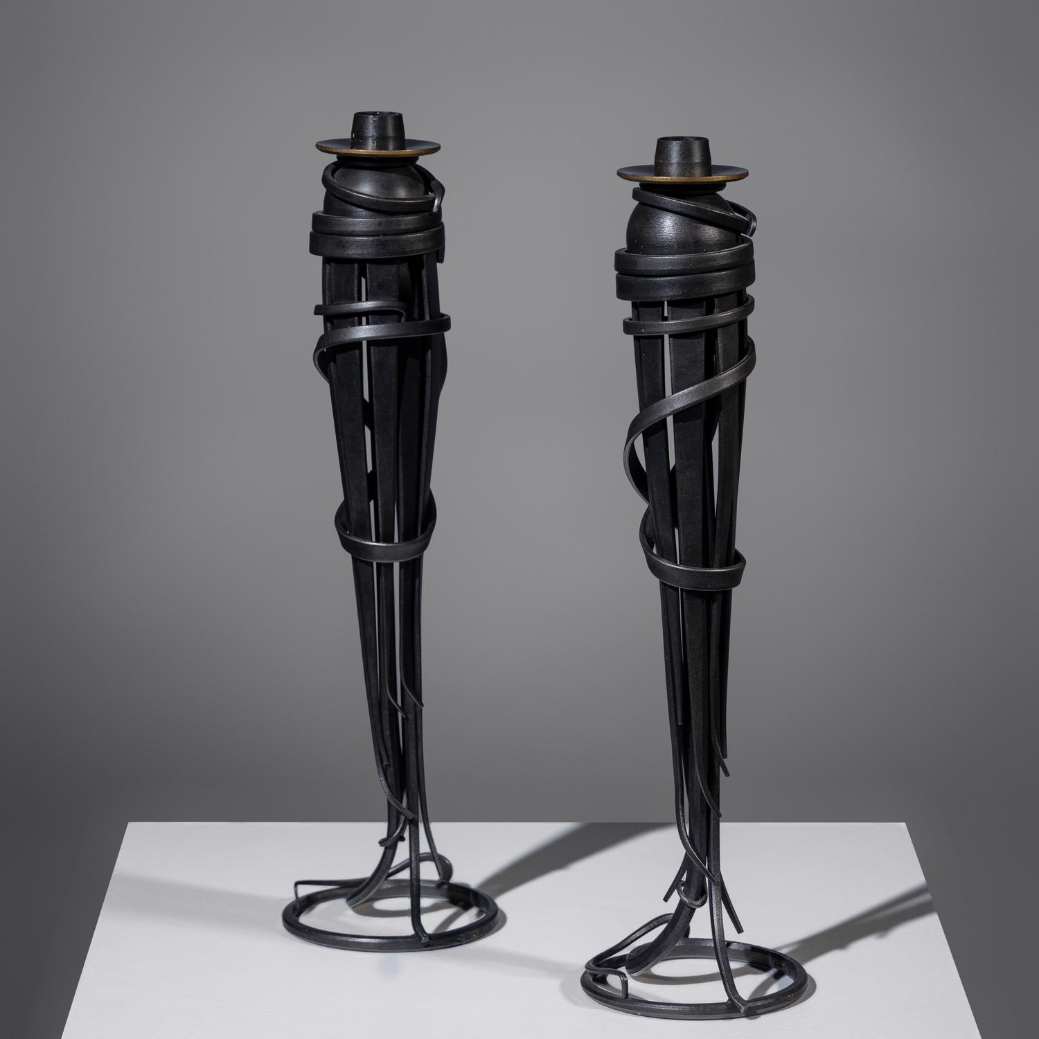 Pair of Comet candleholders, 2001