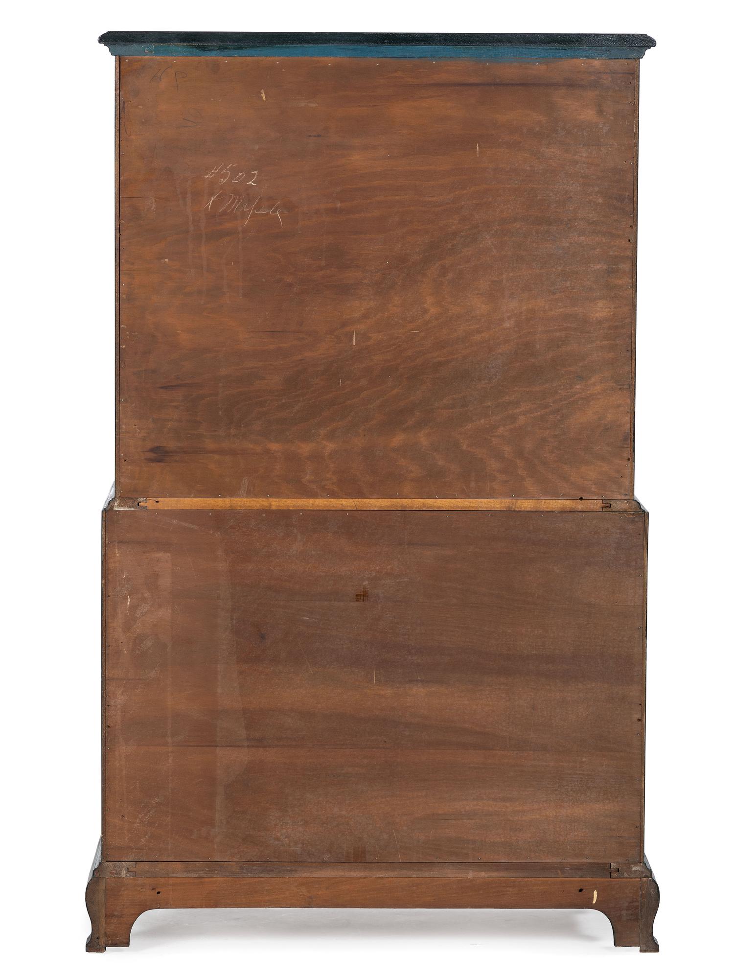 A George III Style Green-Japanned Chest-on-Chest