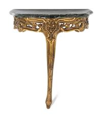 A Rococo Style Giltwood Marble-Top Console Table