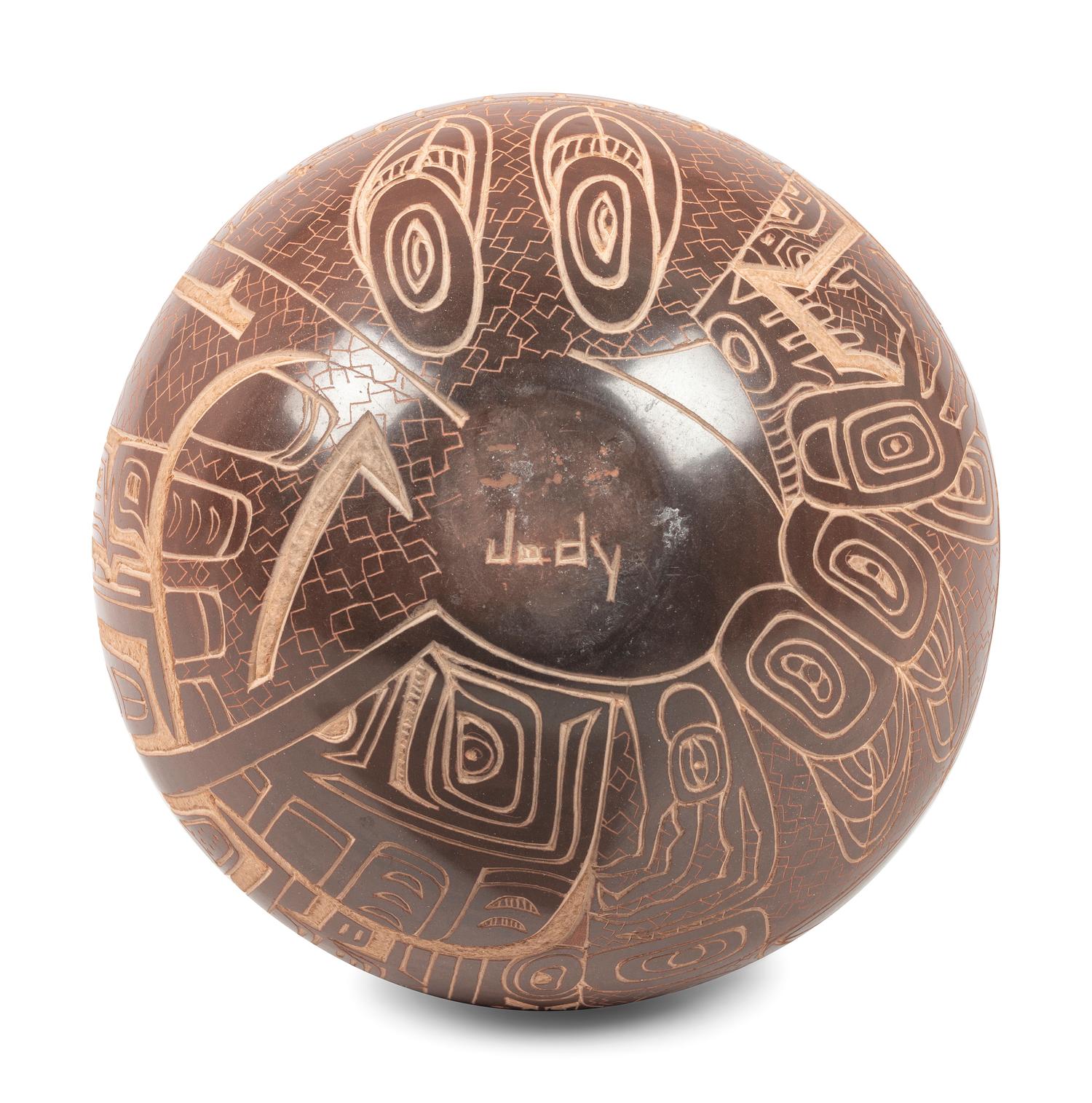 Sienna Jar, with Sgraffito Northwest Coast Imagery