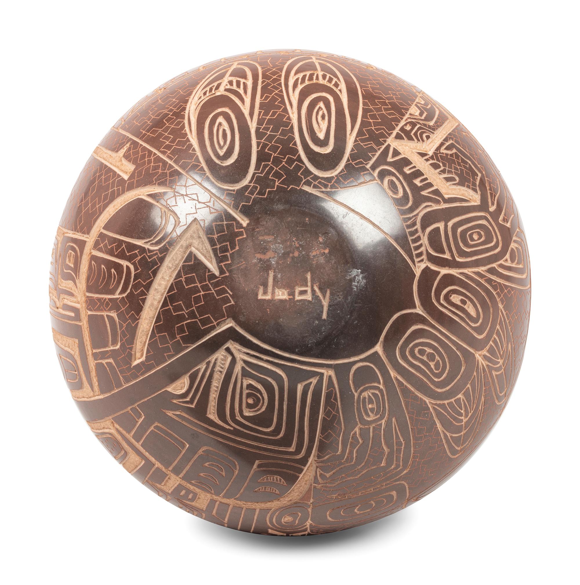 Sienna Jar, with Sgraffito Northwest Coast Imagery