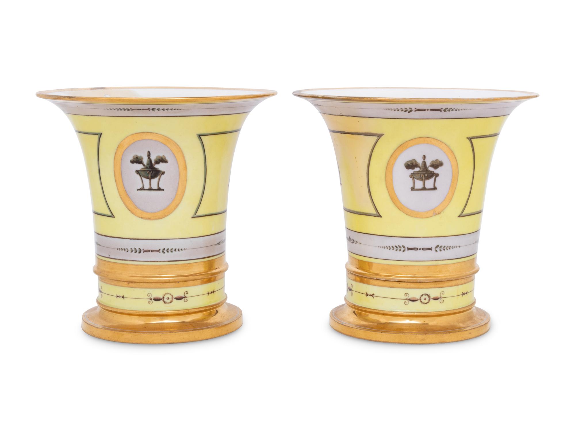 A Pair of French Porcelain Cache Pots