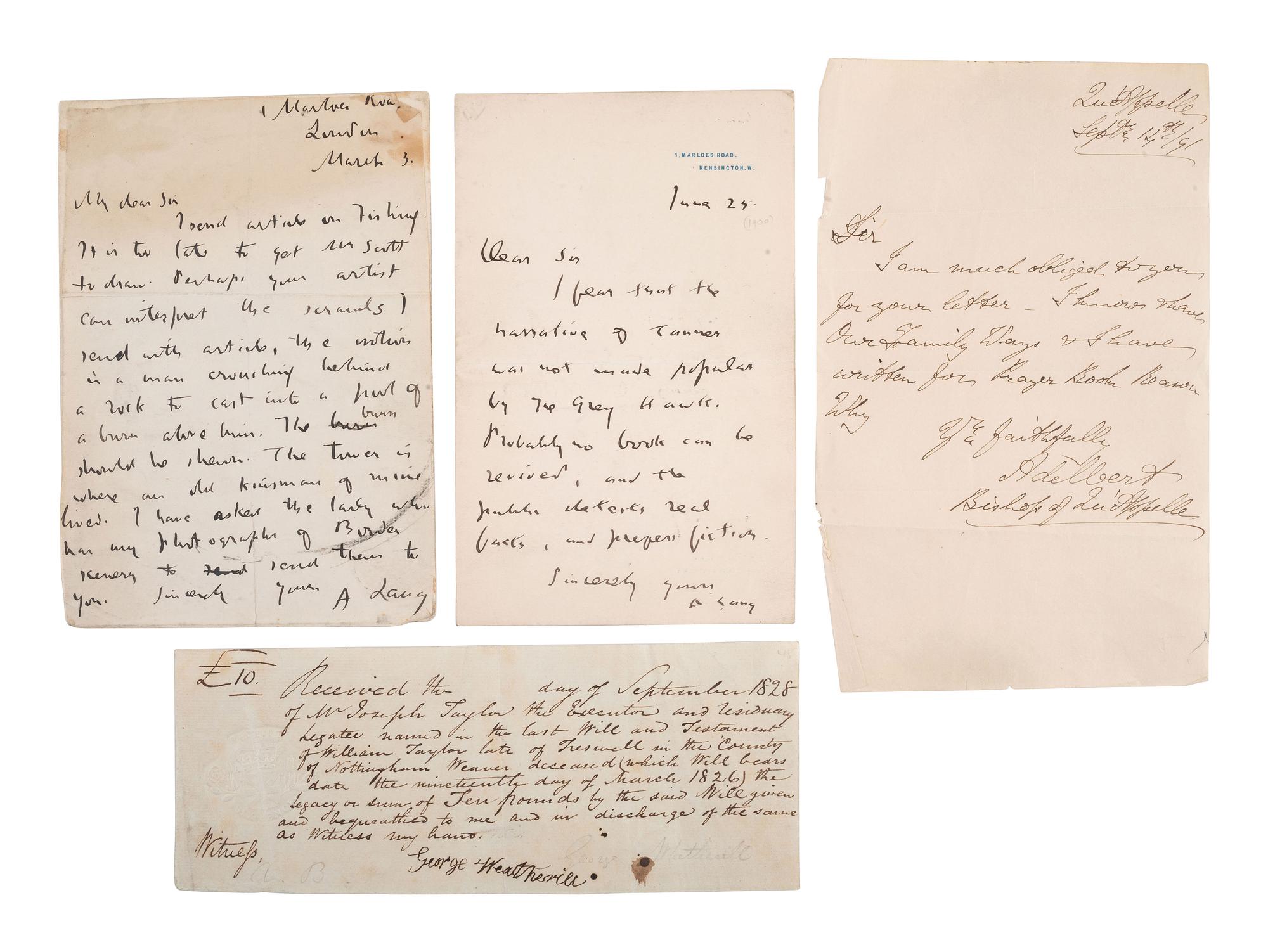 [MANUSCRIPTS]. European letters incl. Andrew LANG and Queen Elisabeth of Bavaria.
