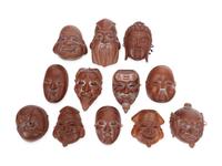12 Japanese Wood Theater Masks