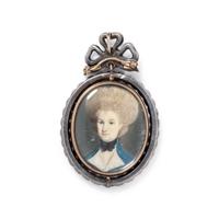 ANTIQUE, DIAMOND REVERSIBLE PORTRAIT MINIATURE BROOCH