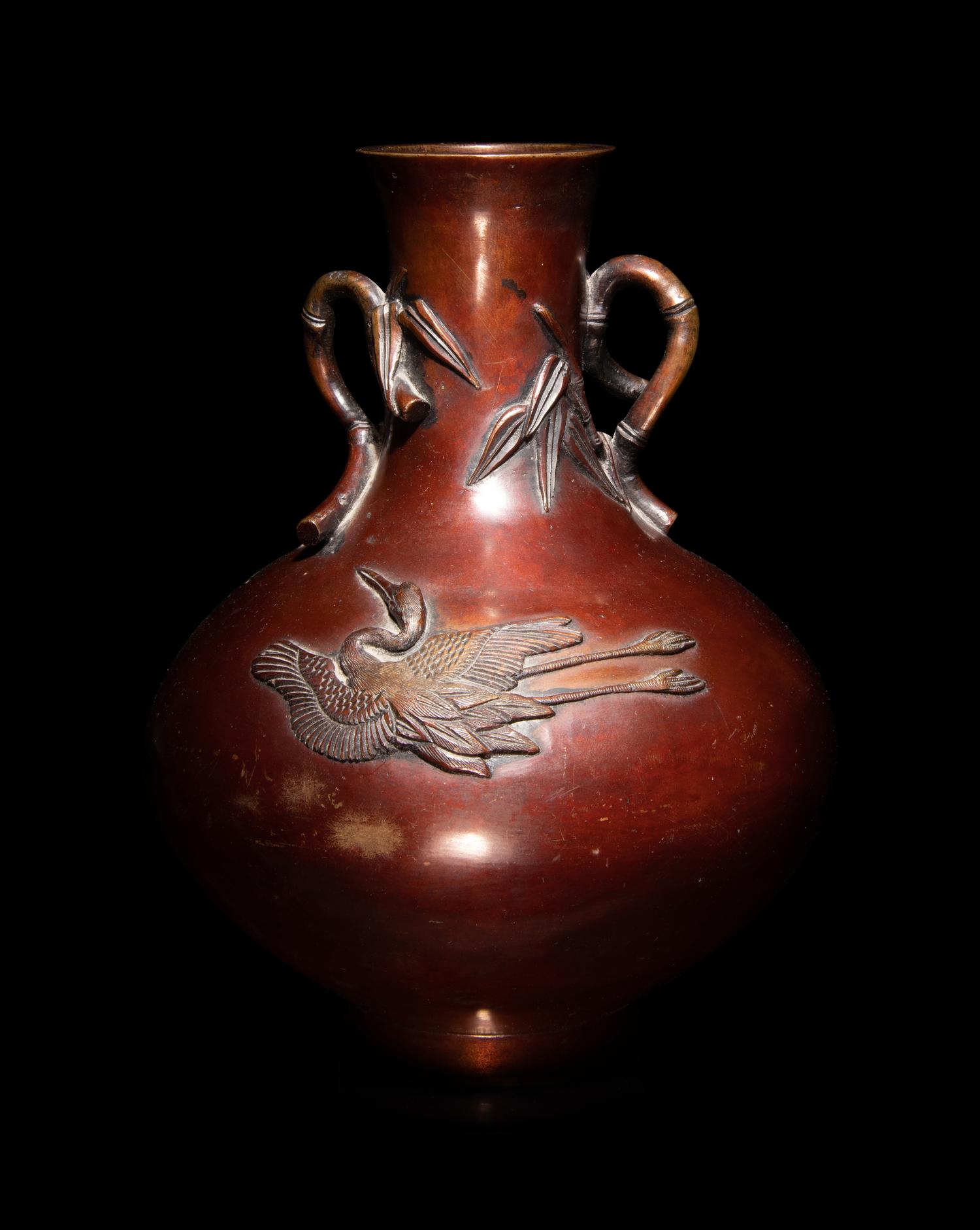 Two Japanese Bronze and Mixed-Metal Vessels
