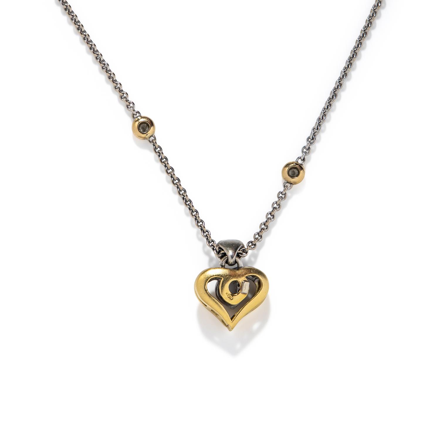 BICOLOR GOLD AND DIAMOND HEART NECKLACE