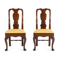 A Pair of Queen Anne Style Mahogany Side Chairs