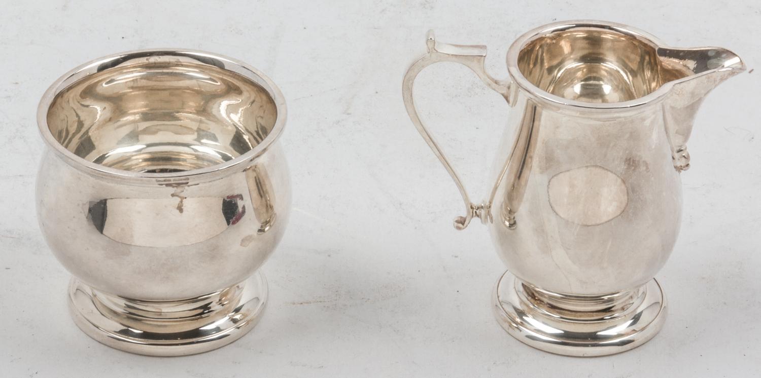 An English Silver-Plate Creamer and Sugar Set Height of first 3 1/2 inches. — Mappin & Webb, Birmingham