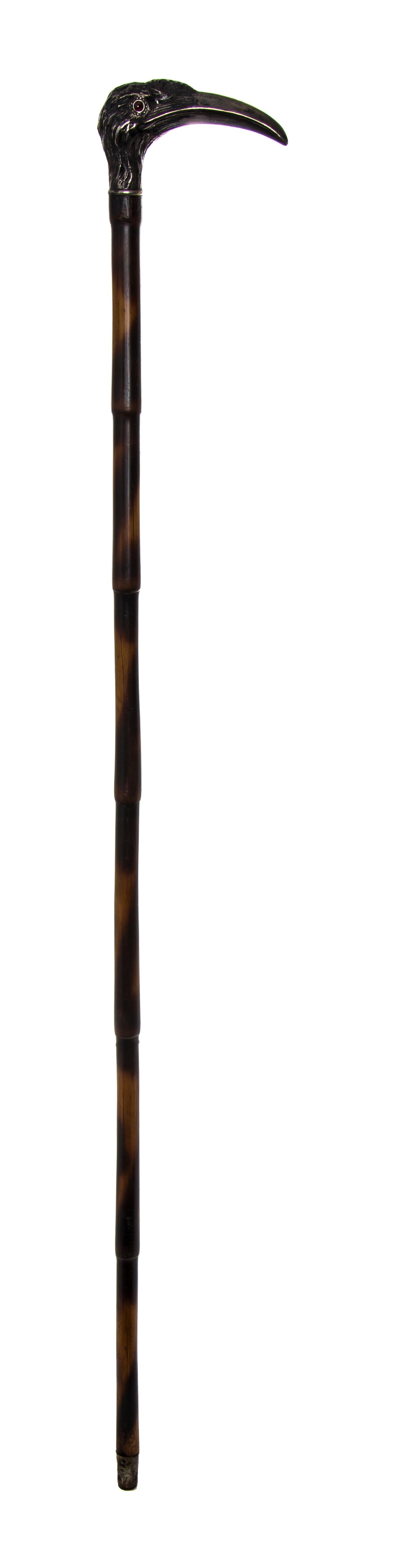 An Austro-Hungarian Silver Handled Cane, Habsburg, Width of handle 4 1/2 x length overall 35 1/4 inches.