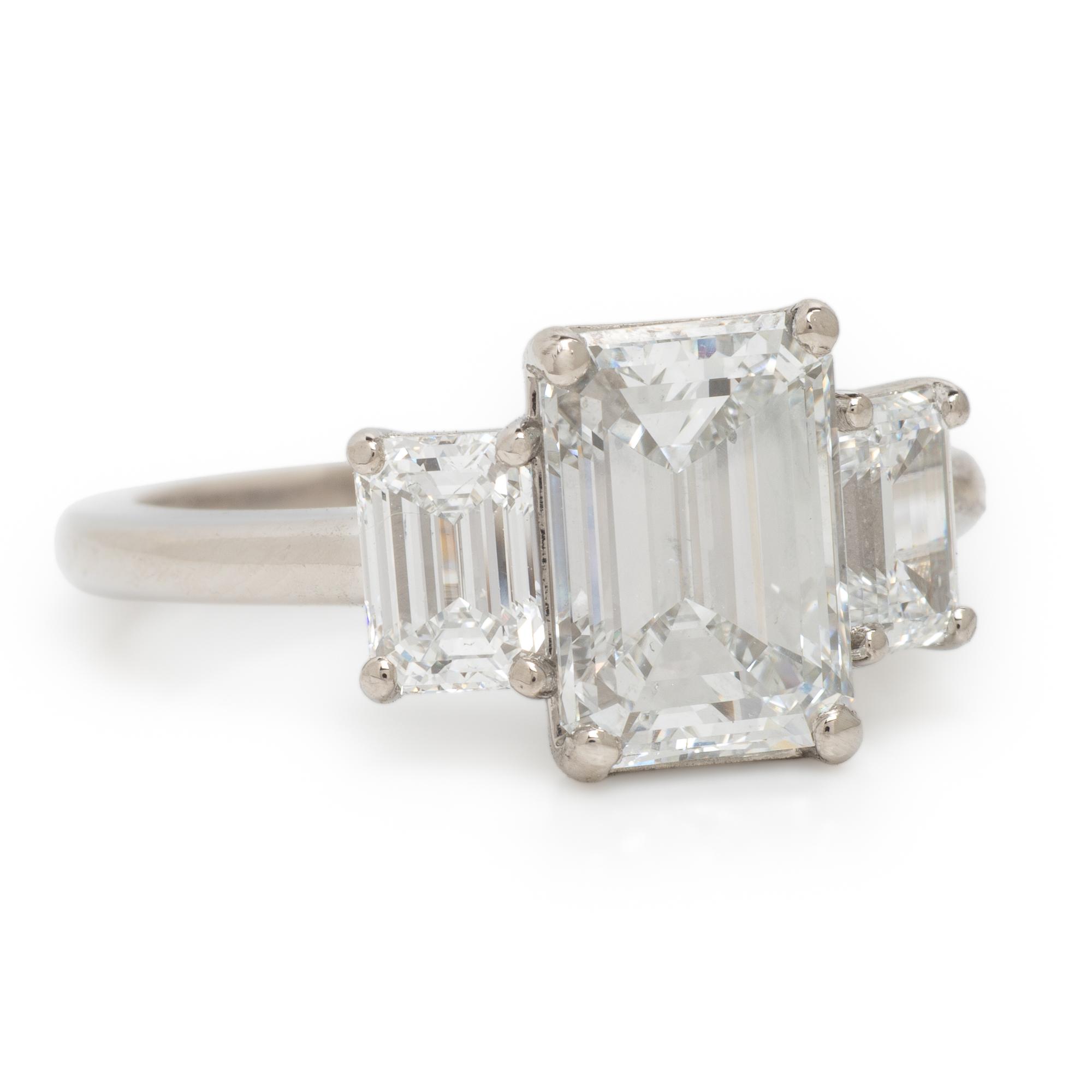 Emerald Cut Diamond and Platinum Ring