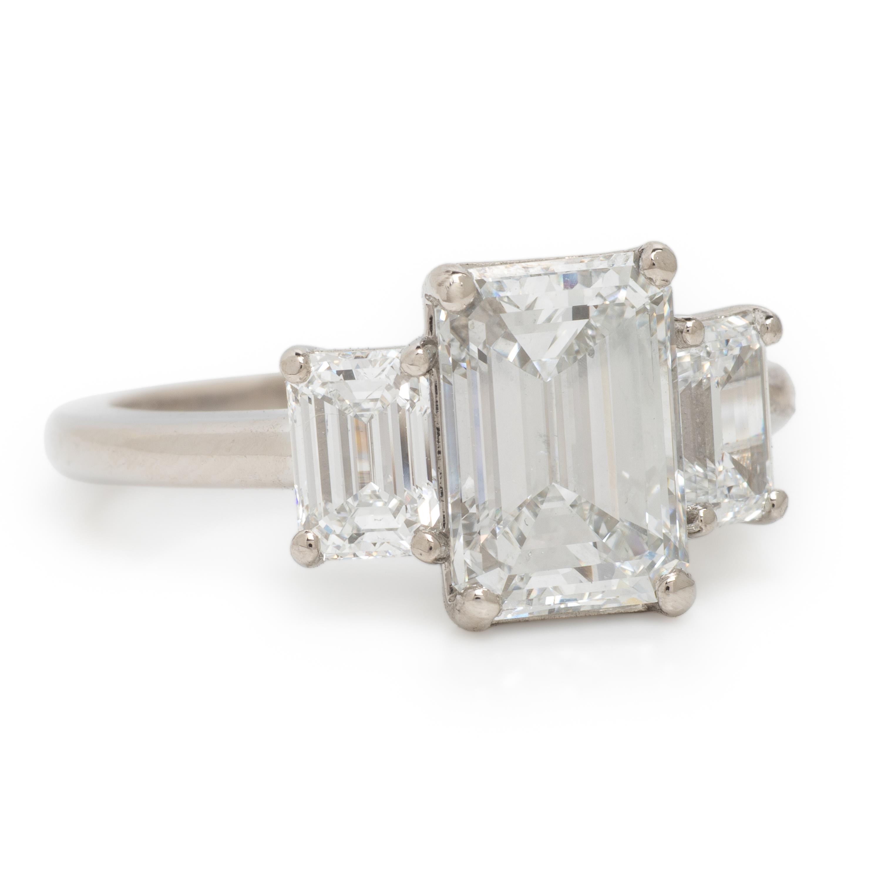 Emerald Cut Diamond and Platinum Ring