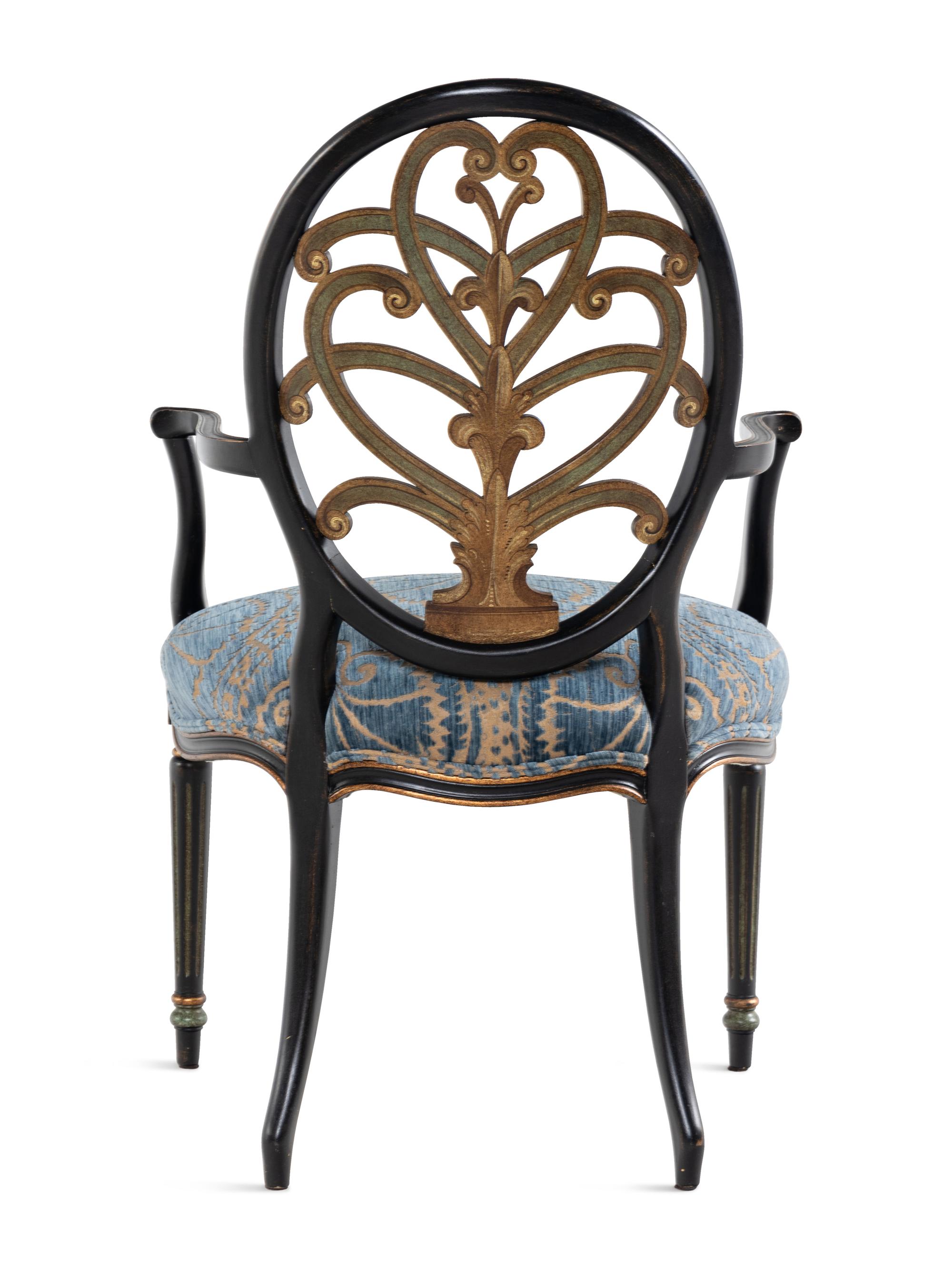 A Set of Eight Galimberti Lino Italian Painted Dining Chairs