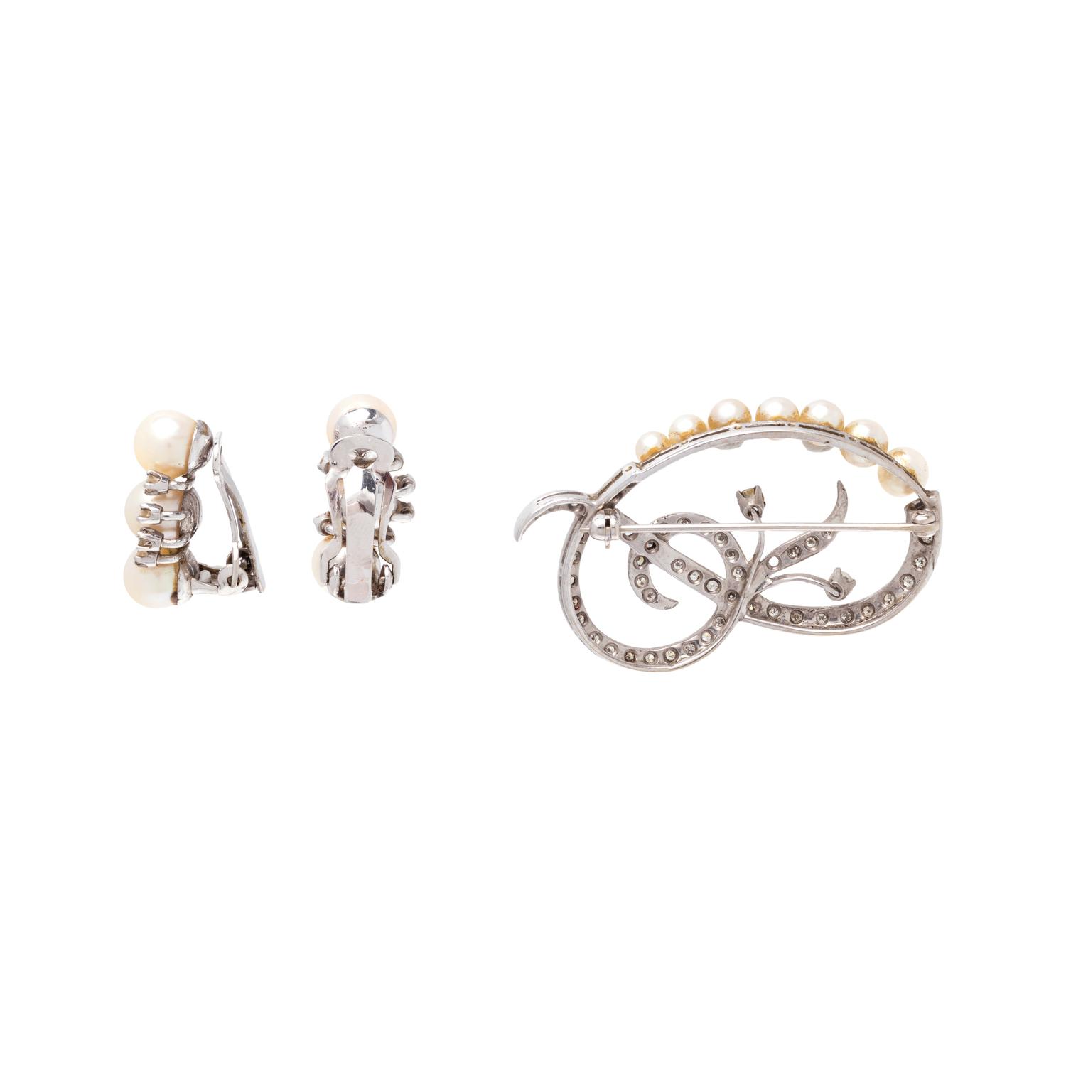 COLLECTION OF CULTURED PEARL AND DIAMOND JEWELRY
