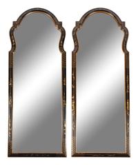 A Pair of Georgian Style Japanned Pier Mirrors