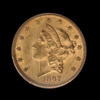 A United States 1867-S Liberty Head $20 Gold Coin