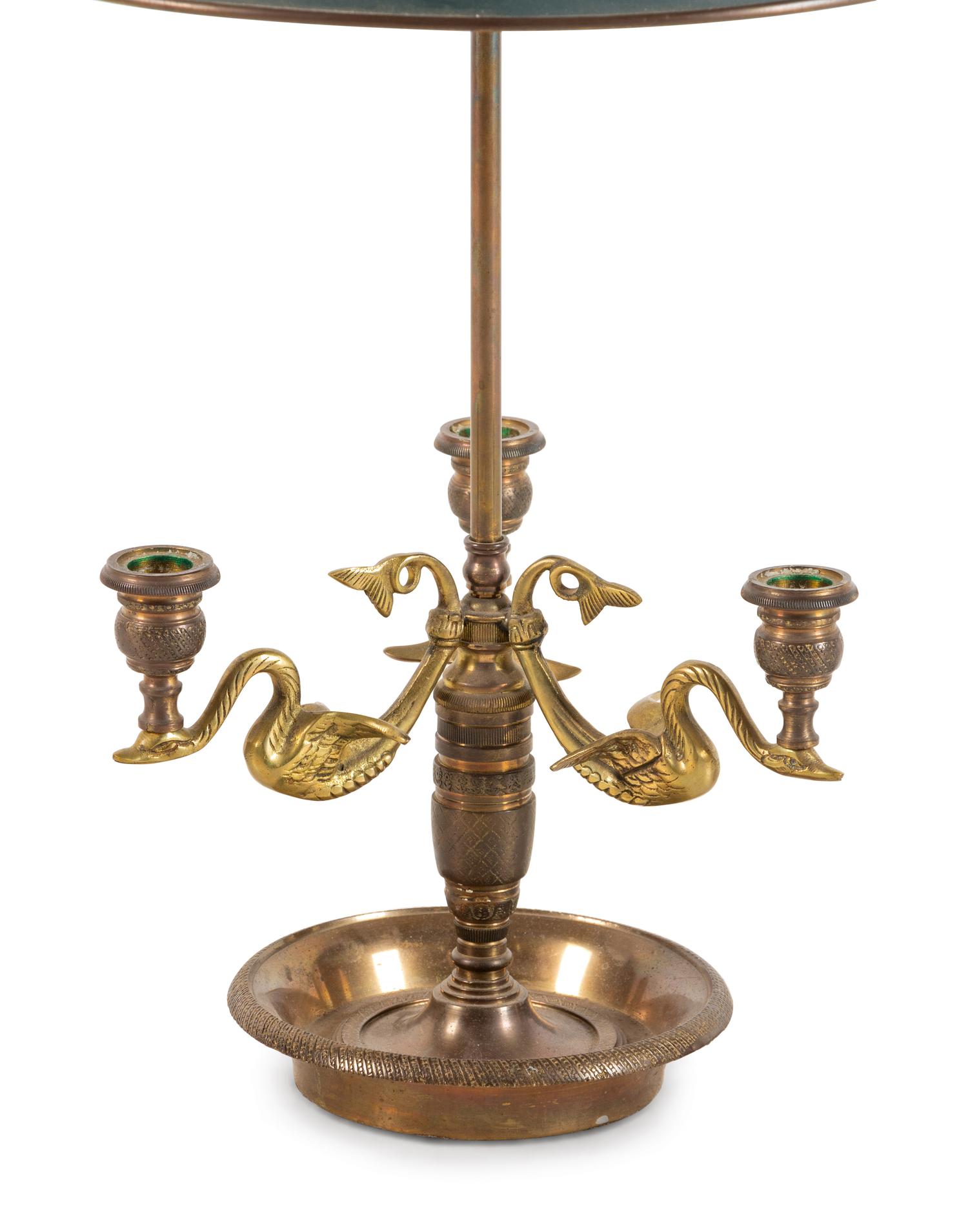 An Empire Style Gilt Bronze and Tôle Bouillotte Lamp