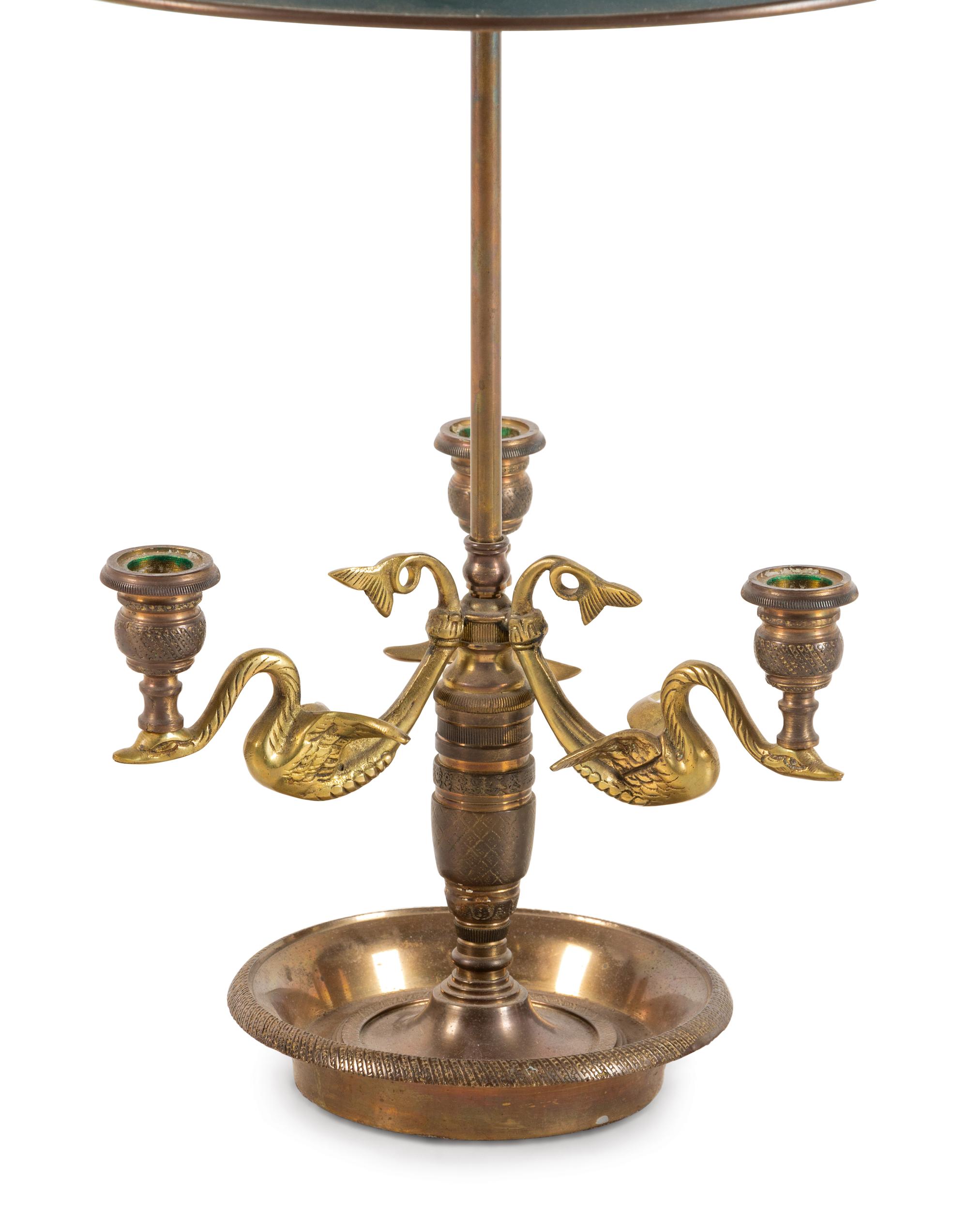 An Empire Style Gilt Bronze and Tôle Bouillotte Lamp