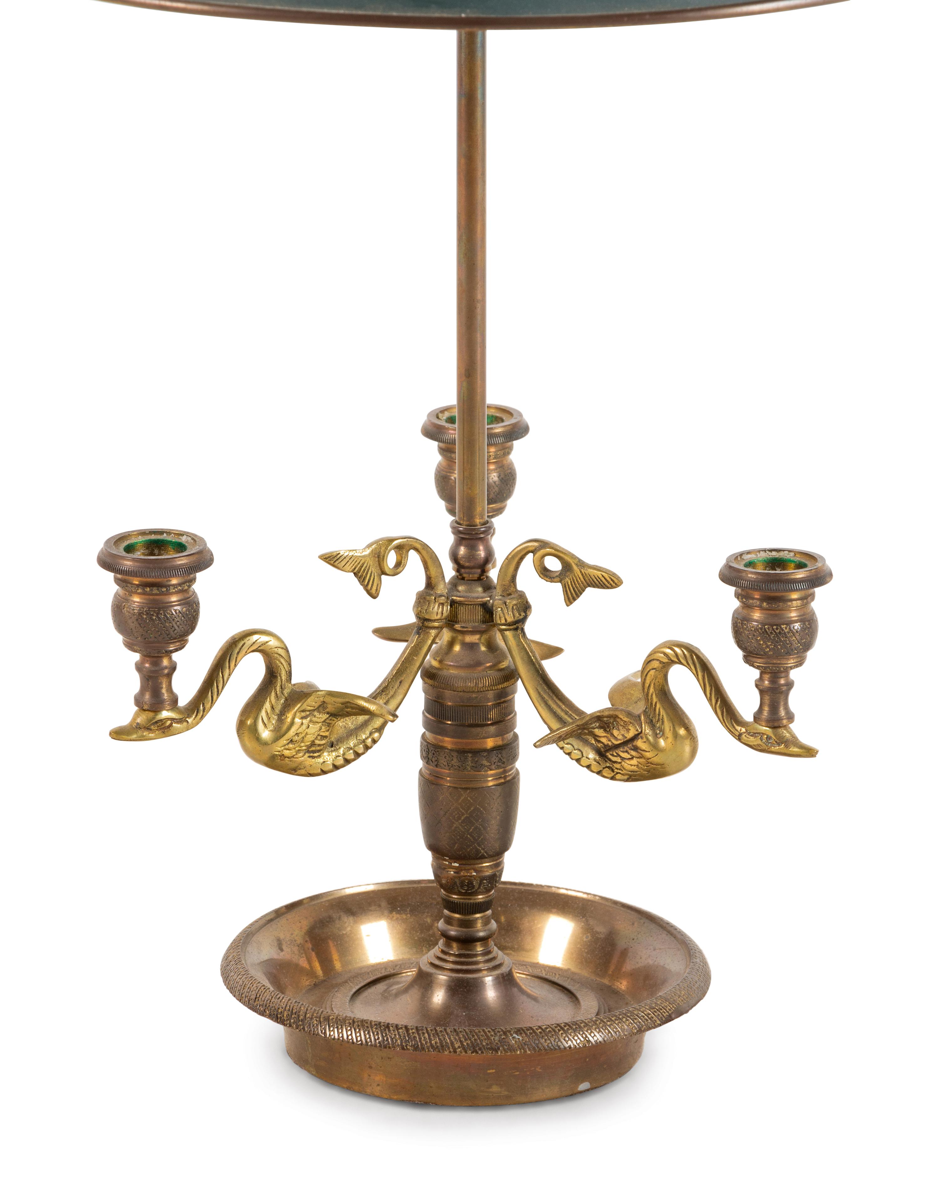 An Empire Style Gilt Bronze and Tôle Bouillotte Lamp