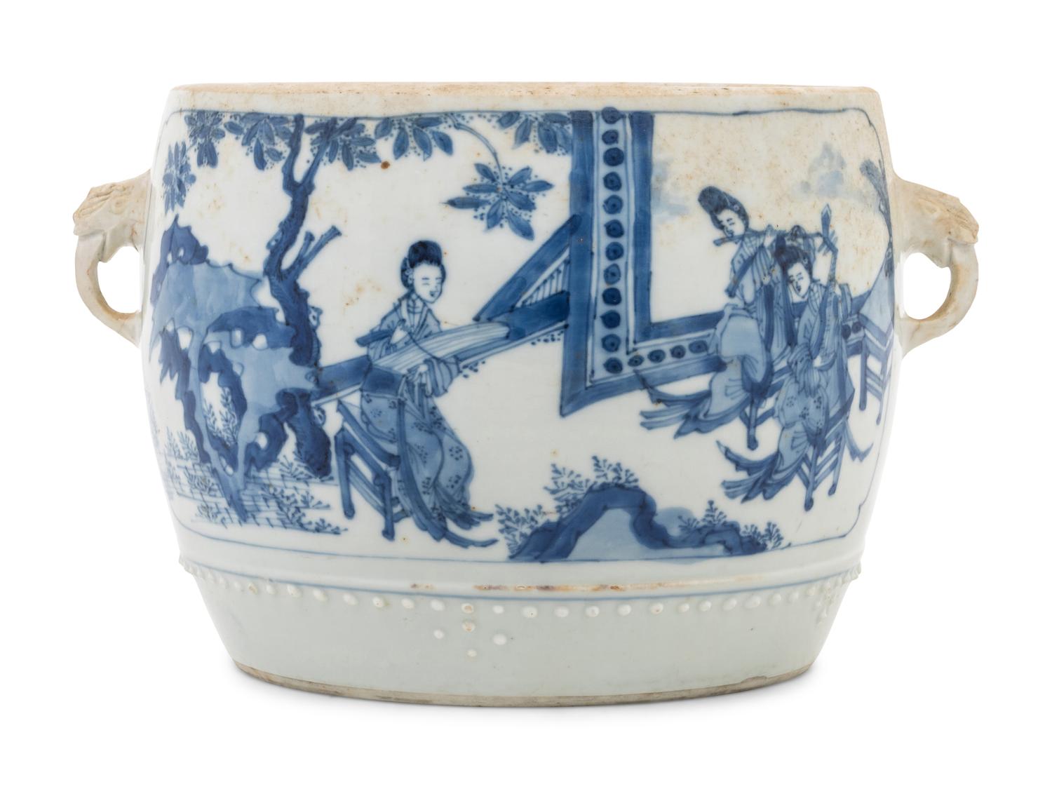 A Chinese Export Porcelain Two-Handle Vessel