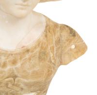 A Continental Carved Alabaster Bust of a Young Maiden