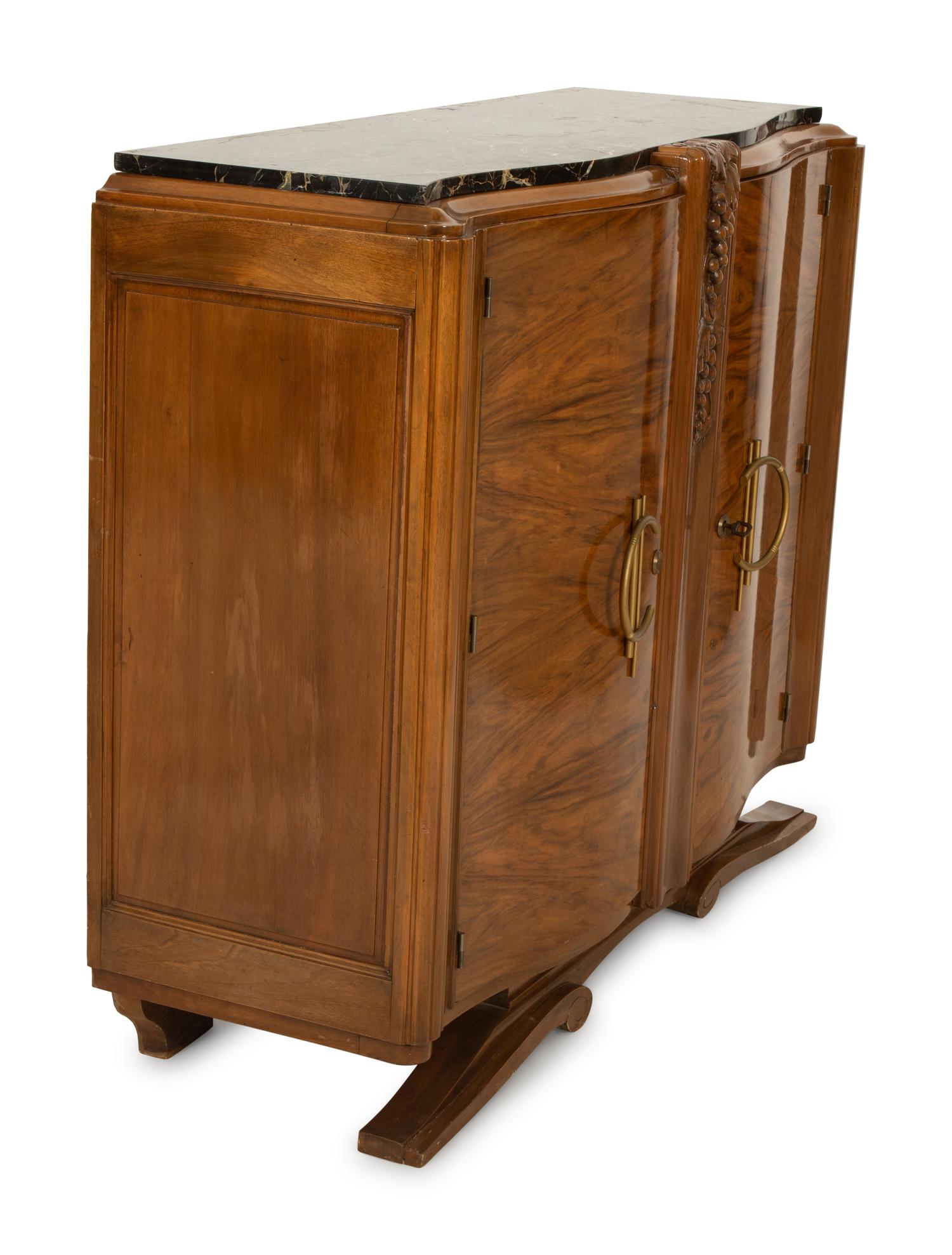 An Art Deco Marble-Top Cabinet in the Style of Alfred Porteneuve