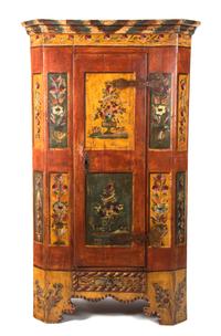 A Northern European Painted Armoire Height 68 x width 36 1/4 x depth 17 3/4 inches. — 19TH CENTURY