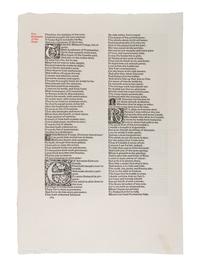 [FINE PRESS -- KELMSCOTT PRESS]. PIRAGES, Philip J. Letters from the 15th Century: On the Origins of the Kelmscott Chauer Typeface. A study, with specimen leaves, of the influence of the early German printers on William Morris' masterpiece. McMinnville, OR: Printed for the Author, 2019.
