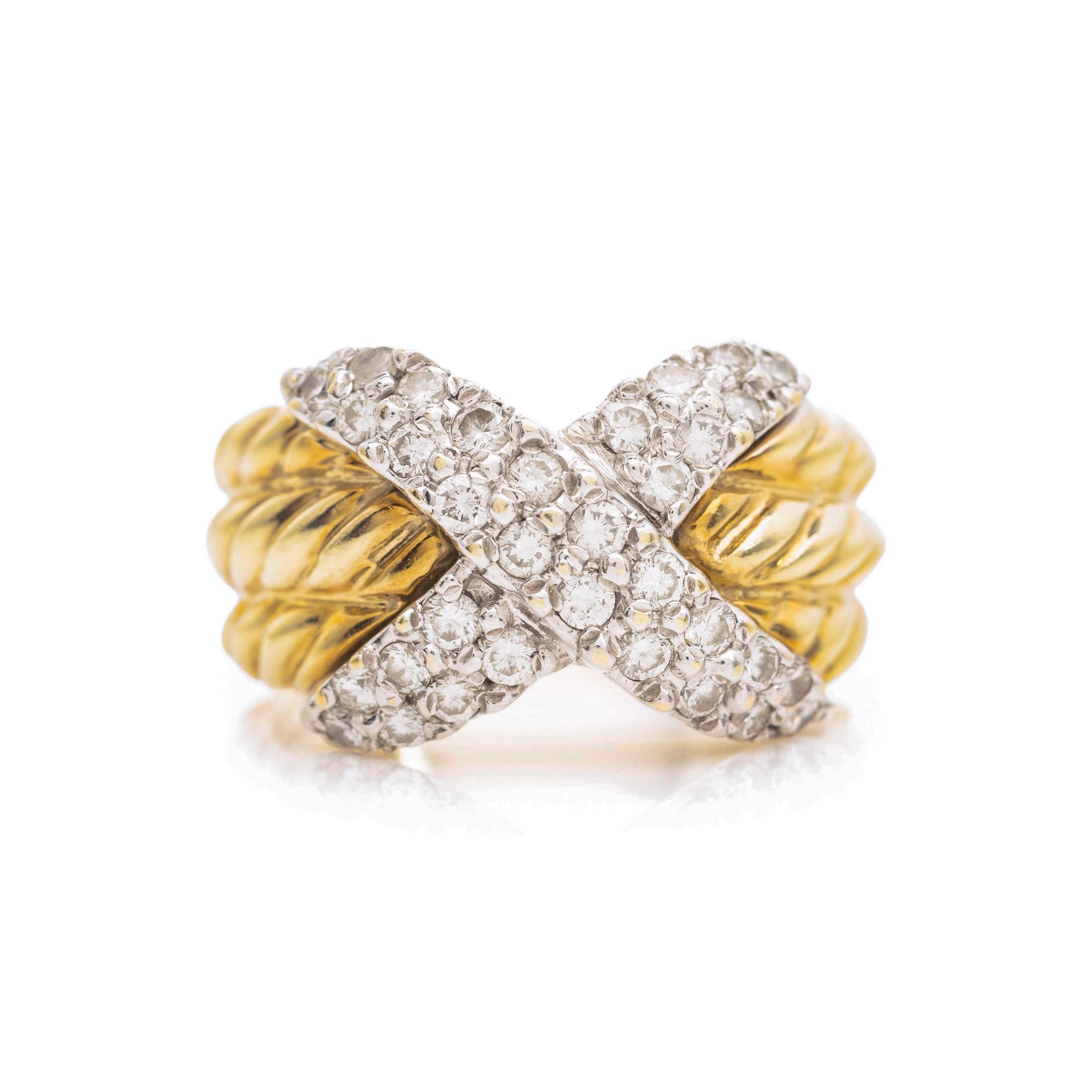 DAVID YURMAN, BICOLOR GOLD AND DIAMOND RING