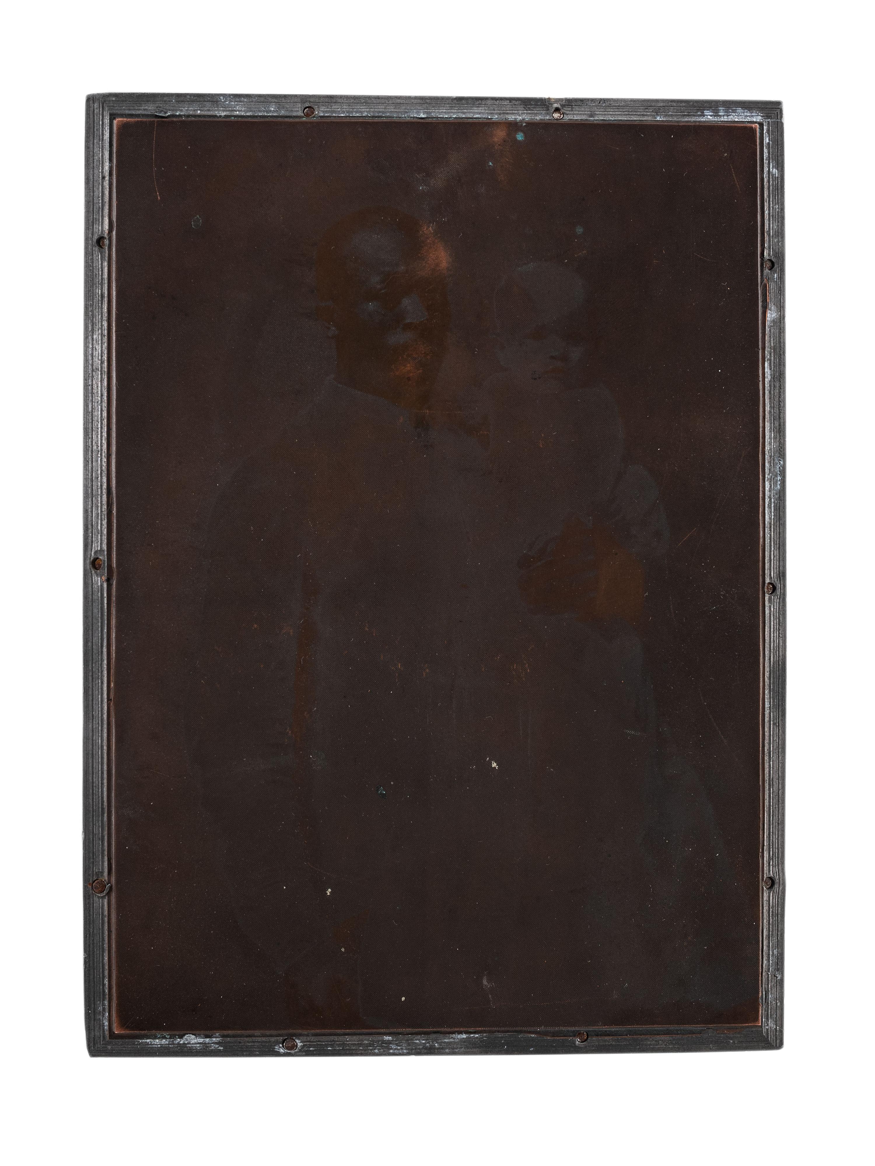 [EARLY PHOTOGRAPHY]. FISHER, AJ, photographer. Printing block for a photograph of an African American butler with white baby.