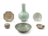 Six Chinese Celadon Glazed Porcelain Wares