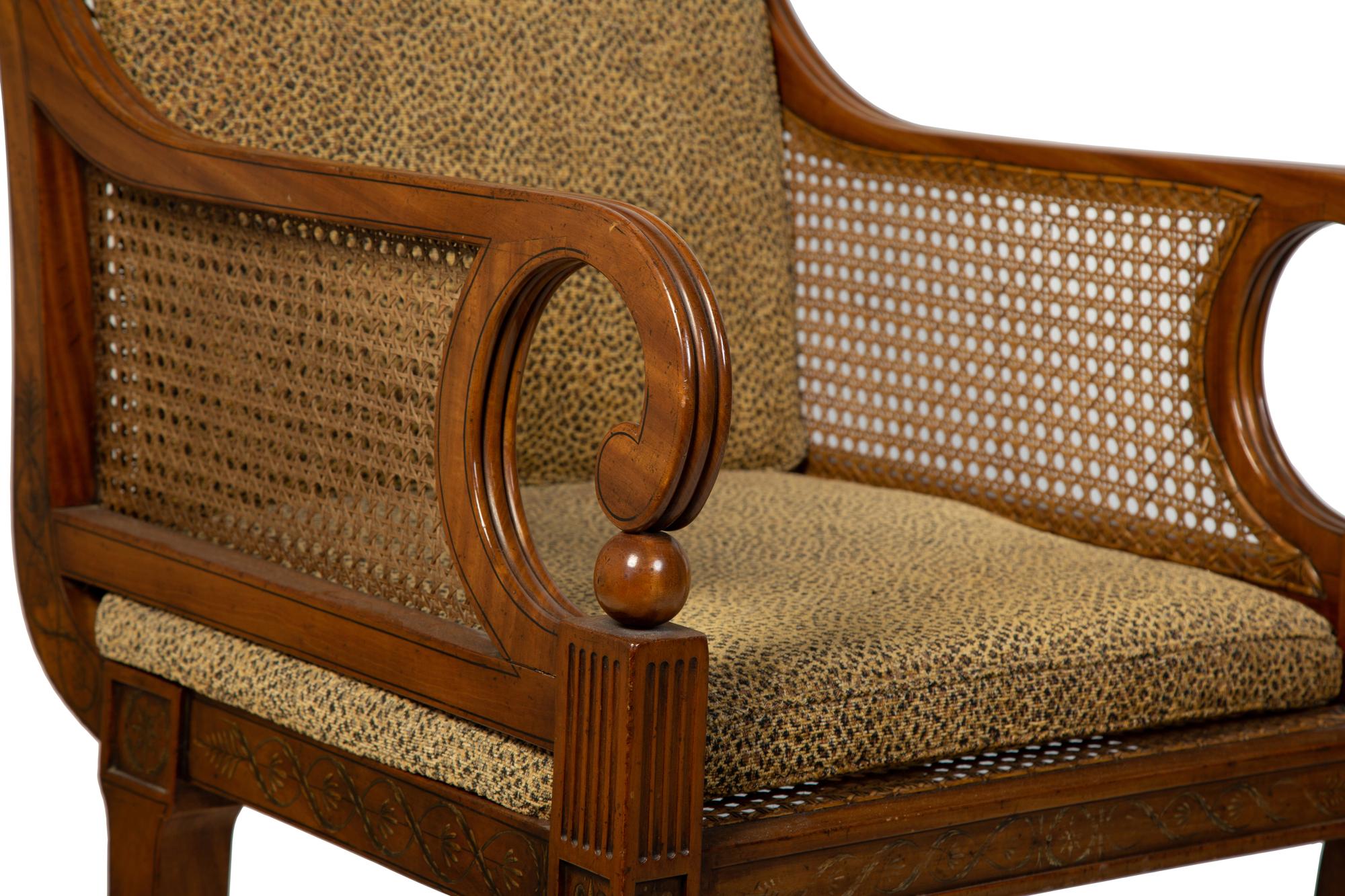 A Regency Style Painted Satinwood Library Chair — 20TH CENTURY