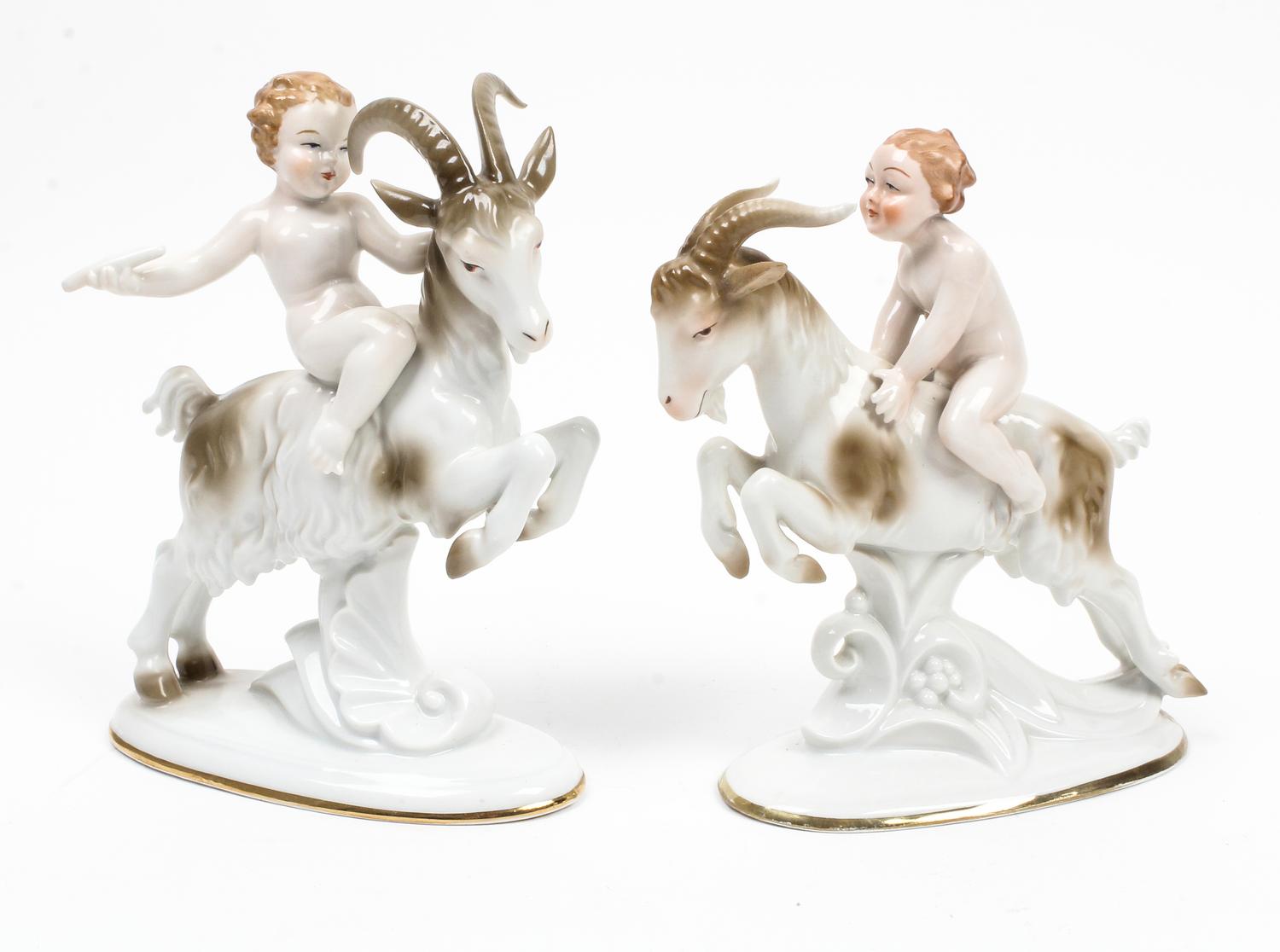 Two German Porcelain Figures Height 7 7/8 inches.