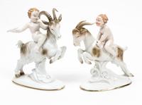 Two German Porcelain Figures Height 7 7/8 inches.