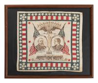 [POLITICS]. [HARRISON, Benjamin (1833-1901)]. Harrison & Morton 1888 Campaign bandana.