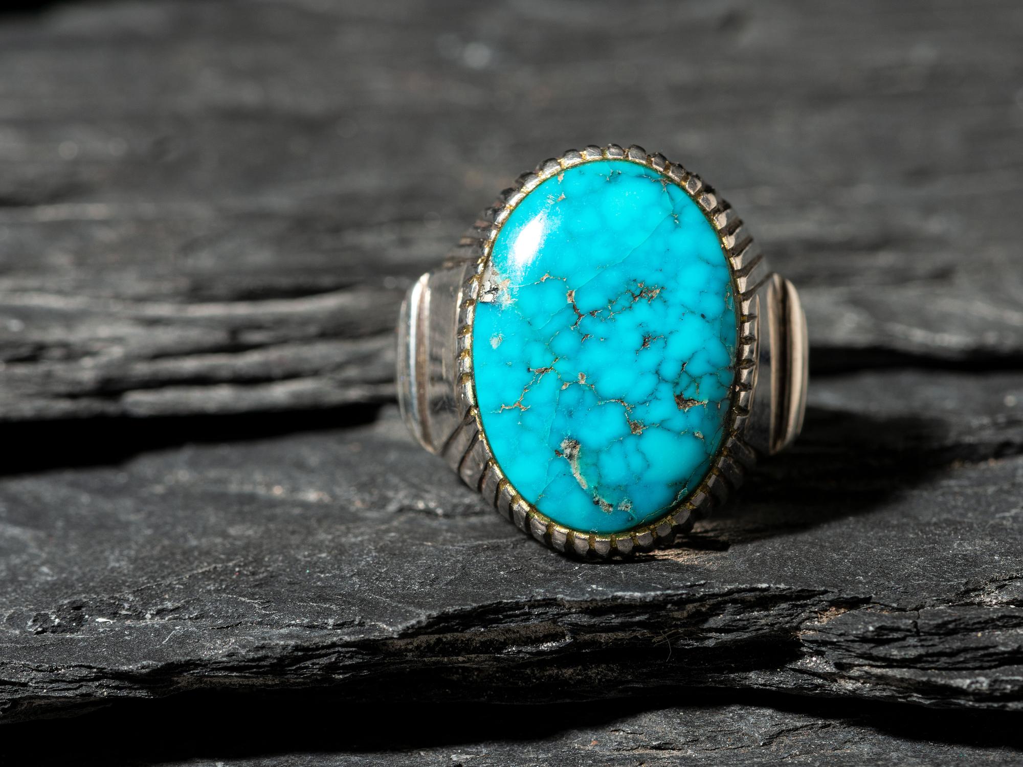 Silver and Morenci Turquoise Ring