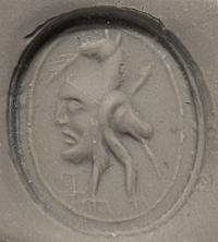 An Etruscan Chalcedony Scarab with a Gryllos