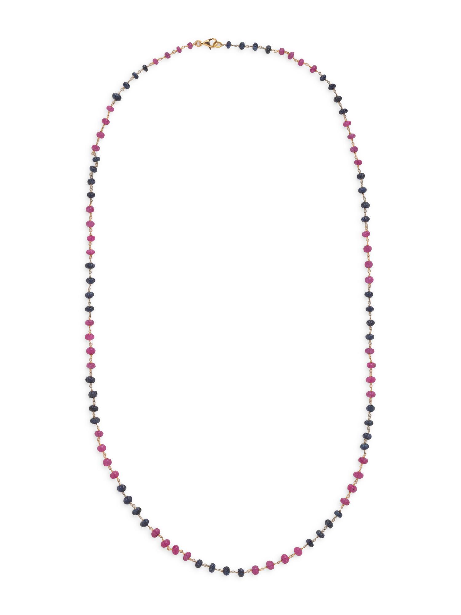 CARVED SAPPHIRE AND RUBY BEAD NECKLACE
