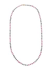 CARVED SAPPHIRE AND RUBY BEAD NECKLACE