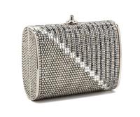 A Judith Leiber Grey Swarovski Crystal Minaudiere, 4 x 3 x 1 inches.