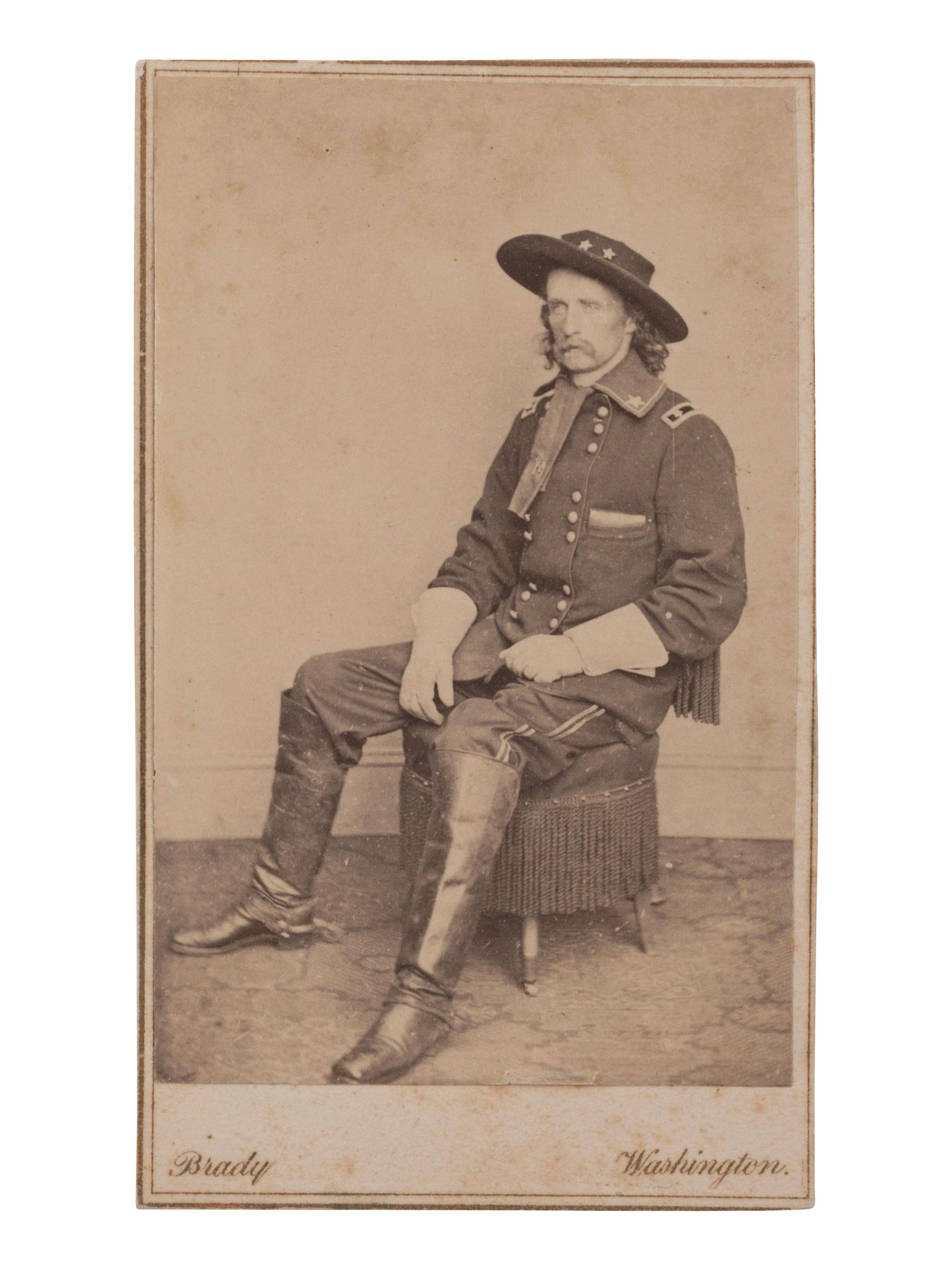 [CUSTER, George Armstrong (1839-1876)]. BRADY, Mathew, photographer. CDV of Custer as Major General. Washington, DC, [23 May 1865].