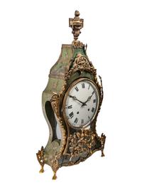 A Louis XV Gilt Metal Mounted Green-Painted Bracket Clock and Bracket