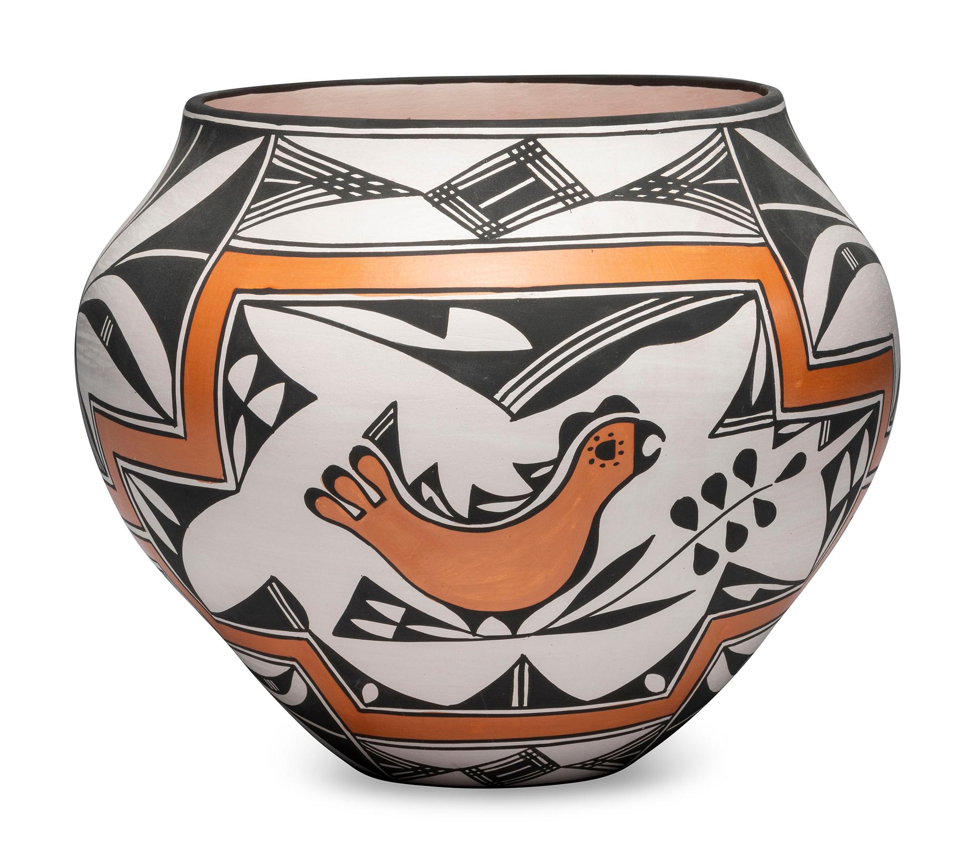 Acoma Pottery Olla, with Parrots