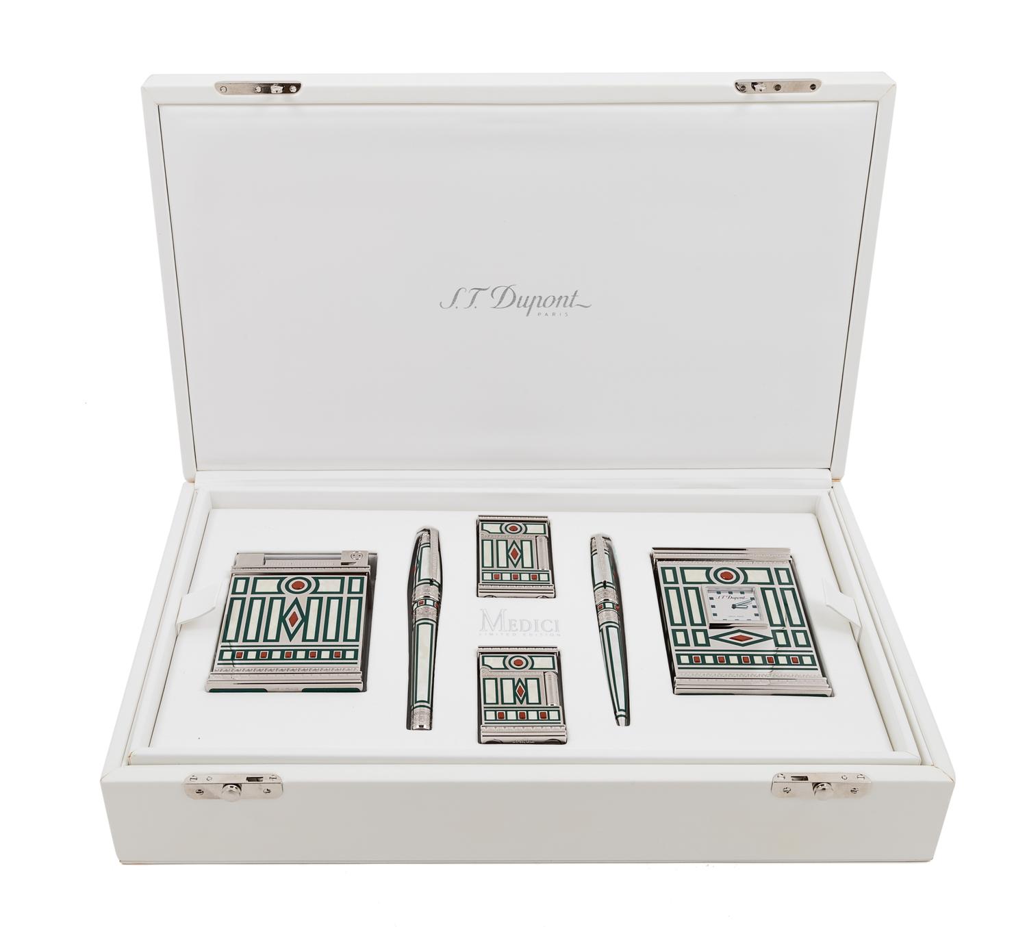 An S.T. Dupont Medici Six-Piece Pen and Lighter Set